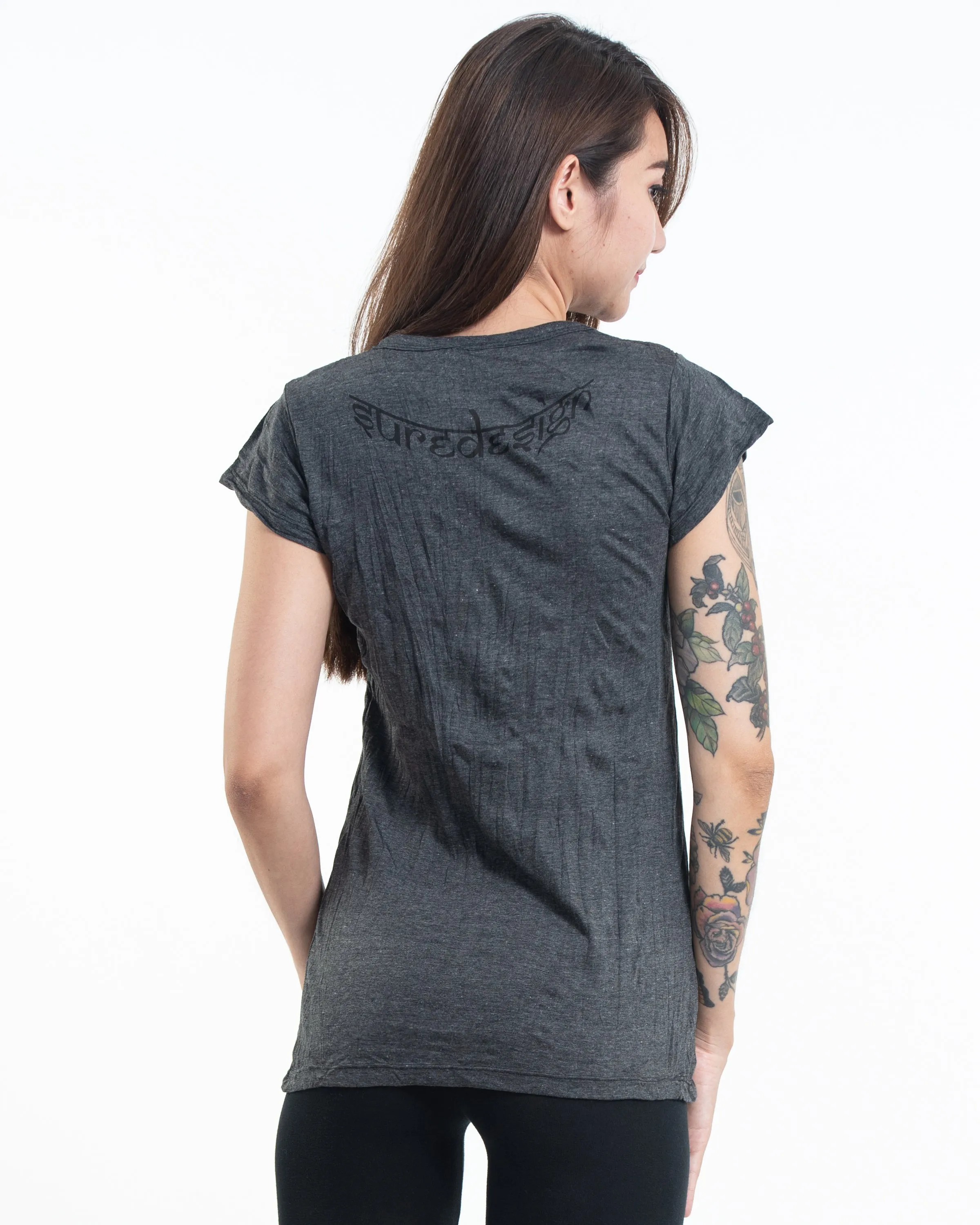 Womens Hamsa Meditation T-Shirt in Black