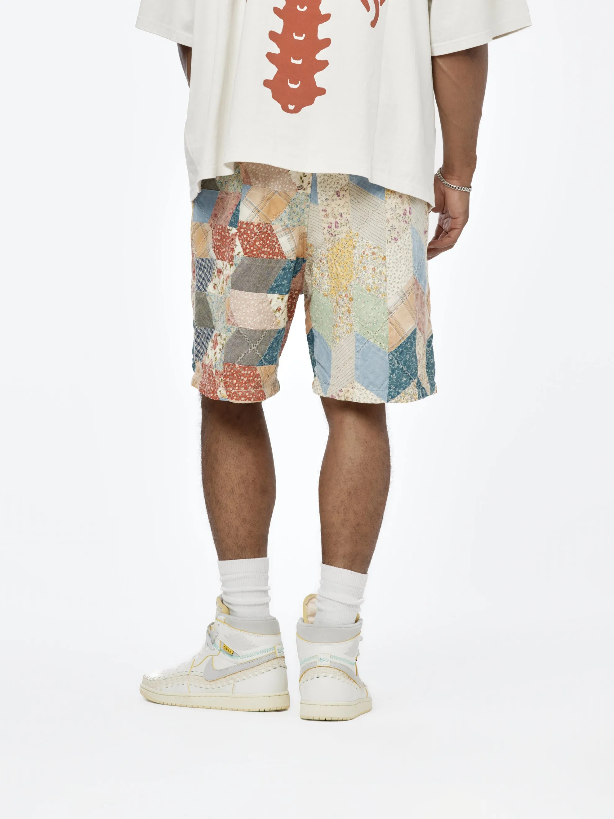 Yabane Quilt Patchwork Easy Shorts (Ecru)