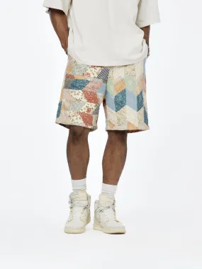 Yabane Quilt Patchwork Easy Shorts (Ecru)