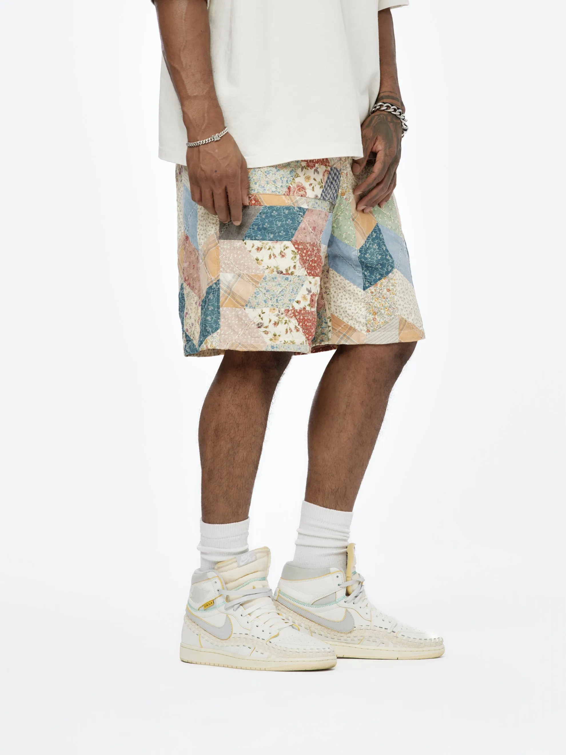Yabane Quilt Patchwork Easy Shorts (Ecru)