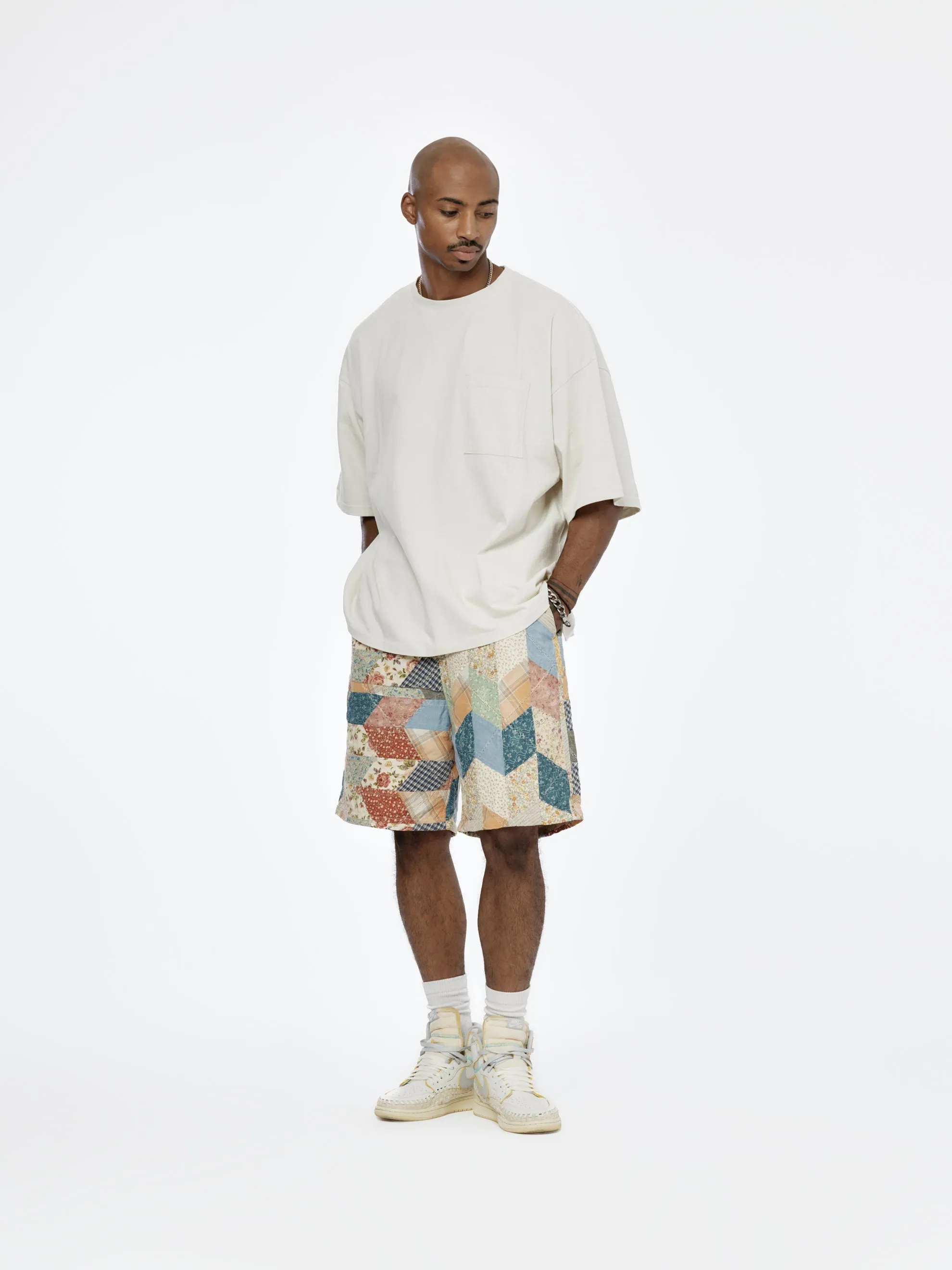 Yabane Quilt Patchwork Easy Shorts (Ecru)