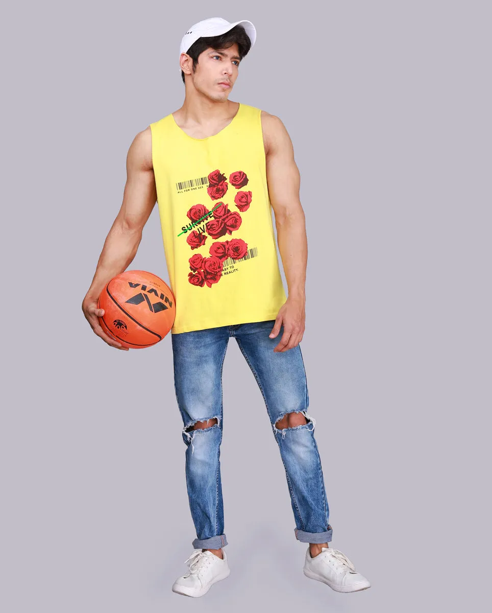 Yellow Rose Print Vest